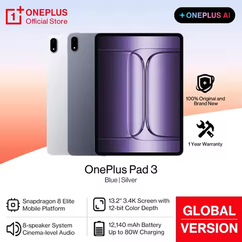 All New OnePlus Pad 3 Global Version Tablet Snapdragon 8 Elite 13.2" 144Hz Display 3.4K Resolution 8