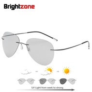 New Super Light Titanium Metal Photochromic Polarized UV400 Rimless Chameleon Sunglasses Uni Style F