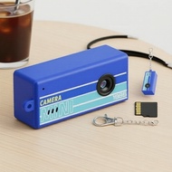 Blue Mini Travel Vlog Cam, Wearable Keychain Digital Camera, Birthday Holiday Gift for Friends, Mult