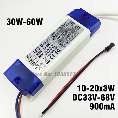 1/ 2/ 5/ 10 Pieces 30W 40W 50W 60W 10-20x3W 900mA LED Driver DC33-68V High Power LED Power Supply Li