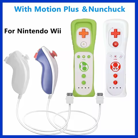 1 pair Wii Nunchuck Controller Set Motion Plus Remote Controller Wii Remote Controller Gamepad for N