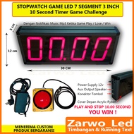 Stopwatch 10 second timer game challenge-led 7 segment 3 inch-music notification mp3- sports game