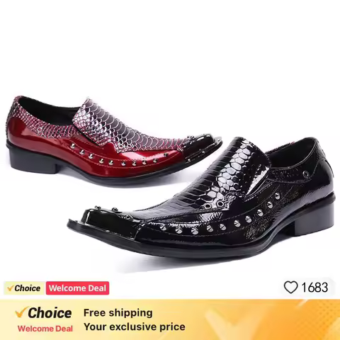 2024 italian Men's Genuine Leather Shoes Fashion Leather Formal Oxford Shoes Office Black Red Pointe