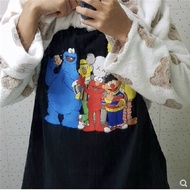 JOLIN SHOP✳Japan Station Ins Sesame Street Cartoon short sleeve Jay Chou Same T-shirt women's loose couple top comforta