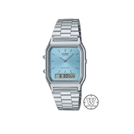 [Watchwagon] Casio AQ-230A-2A1 Light Blue Dial Analog Digital Unisex Watch with Adjustable Steel Ban