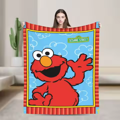 Sesame Street Cartoon Blanket Cover Velvet Elmo Lightweight Thin Throw Blankets for Bedding Couch Be