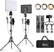 12" LED Video Light Kit,2-Pack Photography Lighting Kit,73" Height 2800-6500K Dimmable Studio Lights