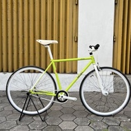 SEPEDA FIXIE FULLBIKE FIXED GEAR 700C KLASIK BRAIN ATALES HIJAU PUTIH