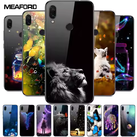 For Redmi Note 7 Cases Note7 Pro Tempered Glass Hard Back Cover For Xiaomi Redmi 7 Pro Phone Case Pr