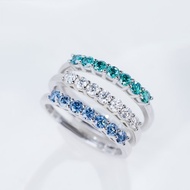 莫桑鑽0.3克拉排鑽 925銀18K鍍金白色D/綠色/藍色莫桑石 女孩礼物