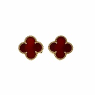 △ Van Cleef & Arpels 梵克雅寶 Vintage Alhambra Earrings 18K Yellow Gold Carnelian Earrings 7.49g 18K 黃金紅