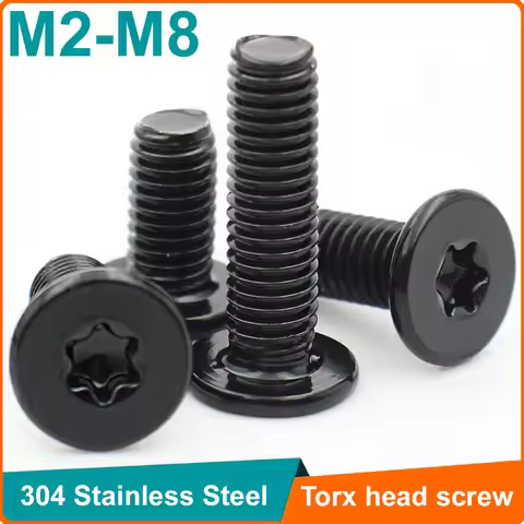 10pcs Black 304 Stainless Steel M1.6 M2 M2.5 M3 M4 M5 M6 M8 CM Six-Lobe Torx Ultra Thin Super Low Fl