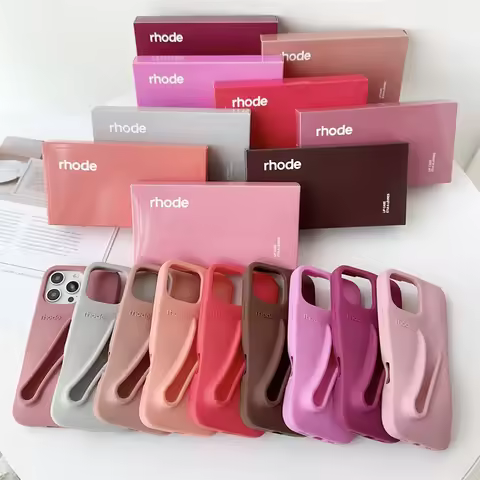 for Girl Pink Makeup Rhode With Box Lipstick Holder Phone Case for IPhone17 Air 11 12 13 14 15 16 Pr