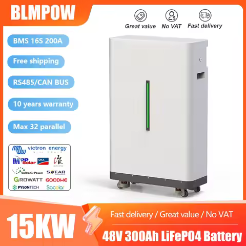 LiFePO4 48V 300AH 150AH 100AH Battery Pack 51.2V 15KW Lithium Solar Battery 6000+ Cycle With 16S 200
