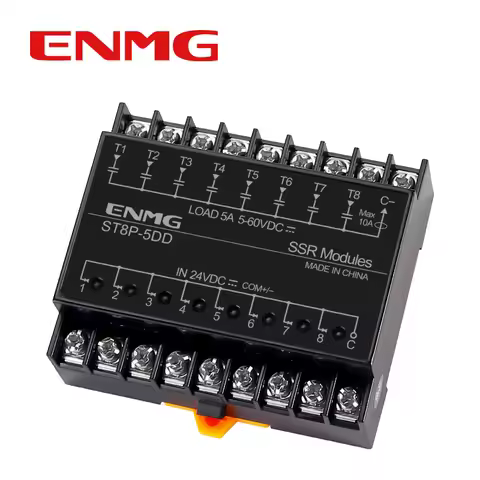 ENMG Opto-Isolated Multi-Channel Solid State Relay Module - 24VDC to DC Control, DIN Rail Mount, 220