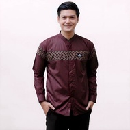 Koko Shirt For Adult Men, Long Sleeve, Latest Plain, Sogan Motif, Batik Combination