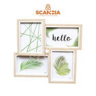 SCANDIA Mdf Photo Frame 4 Hole Oak White 28x28x2Cm - Photo Frame Aesthetic Frame Wall Decoration Min