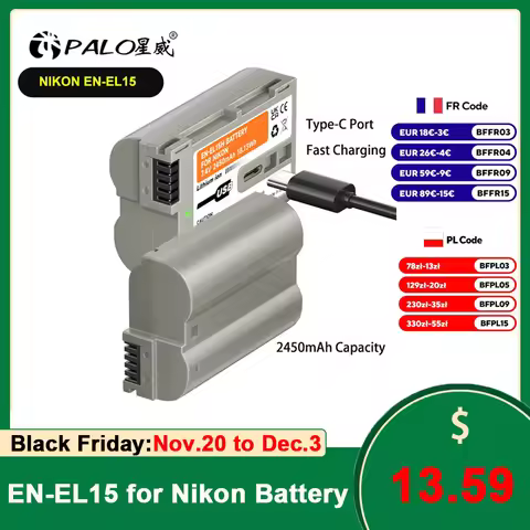 2450mAh En El15 EN-EL15C for Nikon Battery USB En-El15 Type C EN-EL15A EN-EL15B Camera Battery for D