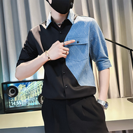 Sơ mi nam Áo sơ mi nam tay lỡ phối màu độc lạ sành điệu thu hút mọi ánh nhìn Chát vải siêu mát ít nh