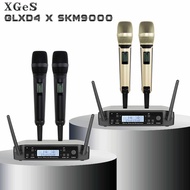 Wireless Microphone System, UHF Dual Channel Wireless Handheld Microphone Portable Karaoke Dynamic Microphone System for Singing