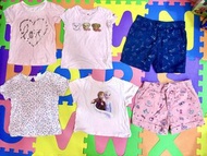 2-4 year old Baleno深藍色短 / bossini 粉色短褲 / H&M baby 紫色碎花短袖上衣/ Primark 粉白橫間愛心tee /  polo 粉色小熊tee / H&M 