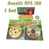 Benelli RFS150i Sprocket Set 428 RFS 150 RSF150 (Aji Racing 428H Chain 132L+ Spoket Gold Hoyo (1 Set)