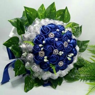 Buket Bunga Satin Pengantin Asparagus A0134 - Bucket Bunga Pengantin - Bouquet - Wisuda