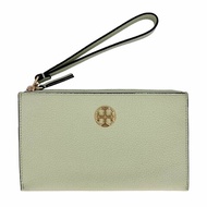 【TORY BURCH】大款拉鍊皮革手拿包-薄荷綠