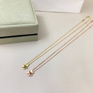 【High version 1: 1】Vca 18k gold diamond-encrustled clover necklace for women high-end Atmospheric Co