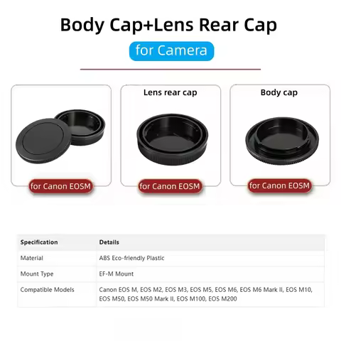 Camera Body Cover Lens Rear Cap Protector for Canon EOS M M2 M3 M5 M6 M6II M10 M50 M50II M100 M200 M
