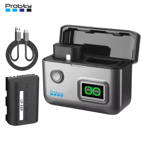 LP-E6P LP-E6N LP-E6NH Replacement Battery and Fast LCD Charger For Canon EOS R5 Mark II EOS R5 EOS R