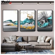 Nordic abstract golden deer painting canvas frames gold blue wall art frames for living room modern 