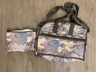 正品 Lesportsac 花花 bag 側咩袋 手挽袋 斜咩袋 可摺