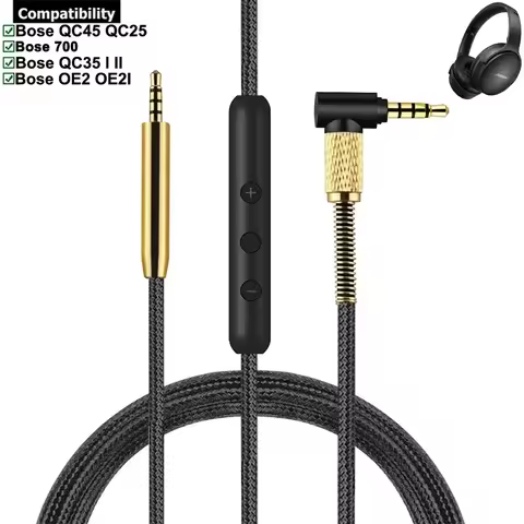 Replacement Braided Cable Cord for Bose QC45 QC35 I II QC25 QuietComfort Ultra 45 35 25 700 NC700 OE