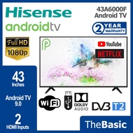 [FREE EXTRA PACKING] HISENSE 43" Full HD 1080P LED Android TV Ver 9.0 (43A6000F)