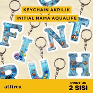GANTUNGAN Acrylic Initial Keychain - Aqualife | Cute Initial Souvenir Keychain