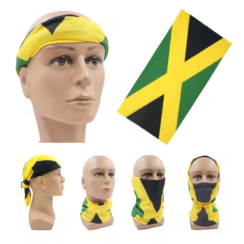 Breathable Running Face Mask Scarves Jamaica Flag Bandana Snood 100% Polyester Biker Multi Purpose U