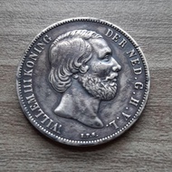 Koin Perak 1 Gulden Willem III tahun 1863