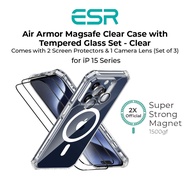 ESR iPhone 15 Pro / 15 Pro Max Air Armor MagSafe Clear Case with Tempered Glass Set