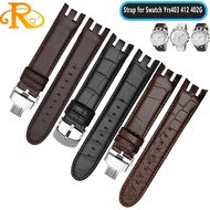 Genuine Leather Bracelet For Swatch Watch Band 21mm YRS403 412 402G Wrist Strap Black Watchbands Man Watch Belt Accessories