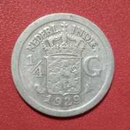 Koin perak Ned Indie 1/4 Gulden 1929 silver TP18kz