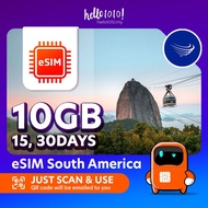 Hello1010 eSIM South America (10GB) - NEW