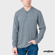 GALLOP : Mens Wear เสื้อยืดคอกระดุมแขนยาว Henley Neck Long Sleeve T-Shirt รุ่น GT9142 สี Smart Grey - เทา / ราคาปรกติ 890.-