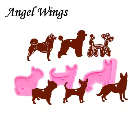 Dogs/Corgi/Pug/Chichi/Doberman Keychains Silicone Molds DIY for Shiny Jewelry Keychain Epoxy Resin M