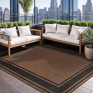 Beverly Rug Outdoor Rug 6x9 Modern Bordered Area Rugs for Indoor and Outdoor Patio Deck Porch Garden