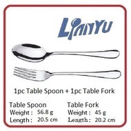 Lianyu 1pc Table Spoon + 1pc Table Fork Set (Stainless Steel)