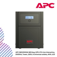 APC SMV2000AI-MS Easy UPS 1 Ph Line Interactive, 2000VA, Tower, 230V, 6 Universal outlets, AVR, LCD