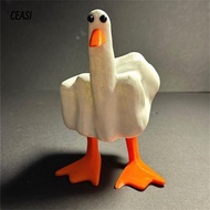 CEASI Resin Duck Figurine, Duck You Ornament Middle Finger Duck Statue, Funny Sculpture Craft Little
