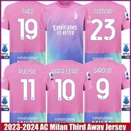 Yx 2023-2024 เสื้อยืด แขนสั้น พิมพ์ลาย AC Milan Third Away Giroud Pulisic Leao Tomori Theo Jersey พล