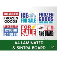 BAWAL UMUTANG, FROZEN GOOD, ICE FOR SALE, BIGAS FOR SALE, FOR RENT, HOUSE VAN FOR RENT SIGN